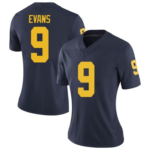 Chris Evans Michigan Wolverines Women's NCAA #9 Navy Limited Brand Jordan College Stitched Football Jersey SPO5154RW